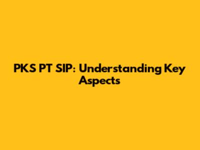 PKS PT SIP: Understanding Key Aspects