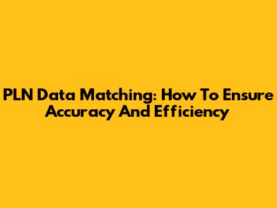 PLN Data Matching: How To Ensure Accuracy And Efficiency