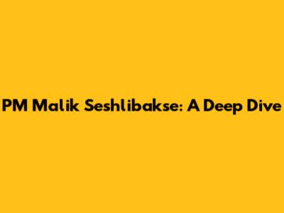 PM Malik Seshlibakse: A Deep Dive