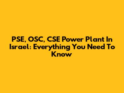 PSE, OSC, CSE Power Plant In Israel: Everything You Need To Know