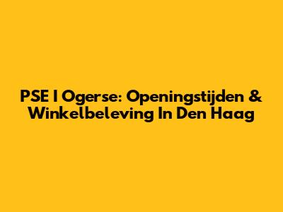 PSE I Ogerse: Openingstijden & Winkelbeleving In Den Haag
