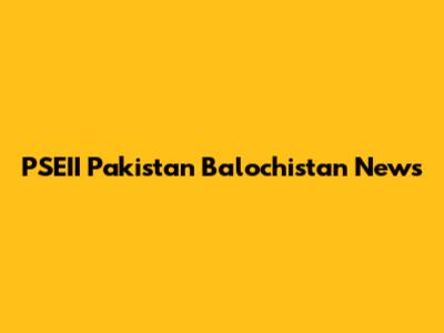 PSEII Pakistan Balochistan News