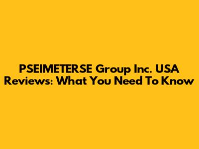 PSEIMETERSE Group Inc. USA Reviews: What You Need To Know