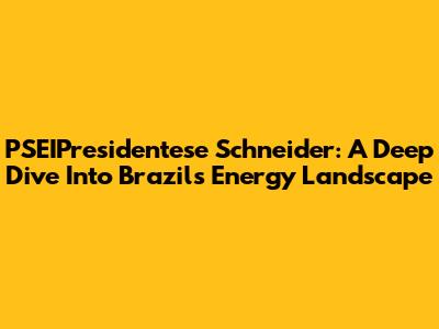 PSEIPresidentese Schneider: A Deep Dive Into Brazil's Energy Landscape