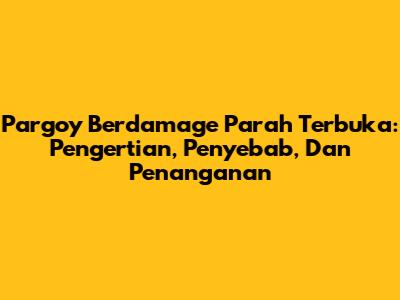 Pargoy Berdamage Parah Terbuka: Pengertian, Penyebab, Dan Penanganan