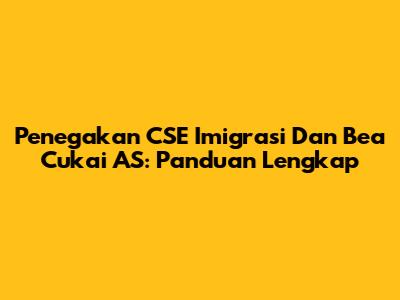 Penegakan CSE Imigrasi Dan Bea Cukai AS: Panduan Lengkap
