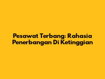 Pesawat Terbang: Rahasia Penerbangan Di Ketinggian