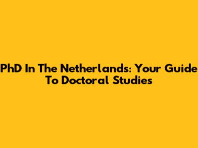 PhD In The Netherlands: Your Guide To Doctoral Studies