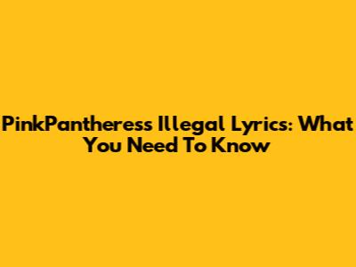 PinkPantheress Illegal Lyrics: What You Need To Know