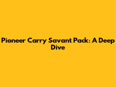 Pioneer Carry Savant Pack: A Deep Dive