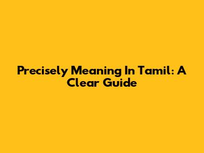 Precisely Meaning In Tamil: A Clear Guide