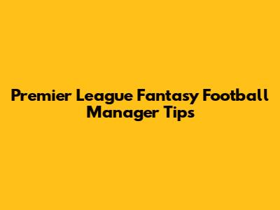 Premier League Fantasy Football Manager Tips