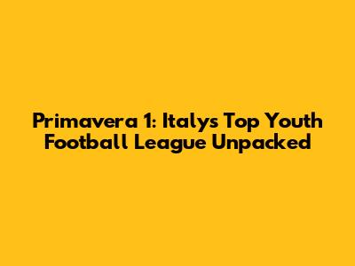 Primavera 1: Italy's Top Youth Football League Unpacked