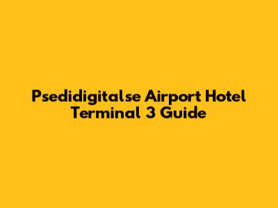 Psedidigitalse Airport Hotel Terminal 3 Guide