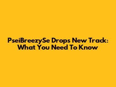 PseiBreezySe Drops New Track: What You Need To Know