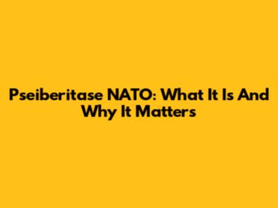 Pseiberitase NATO: What It Is And Why It Matters