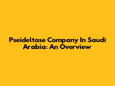 Pseideltase Company In Saudi Arabia: An Overview