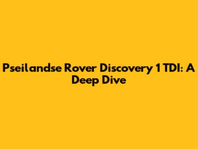Pseilandse Rover Discovery 1 TDI: A Deep Dive