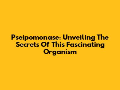 Pseipomonase: Unveiling The Secrets Of This Fascinating Organism