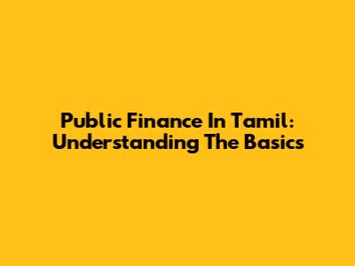 Public Finance In Tamil: Understanding The Basics