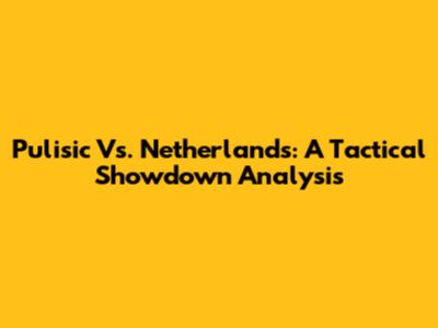 Pulisic Vs. Netherlands: A Tactical Showdown Analysis