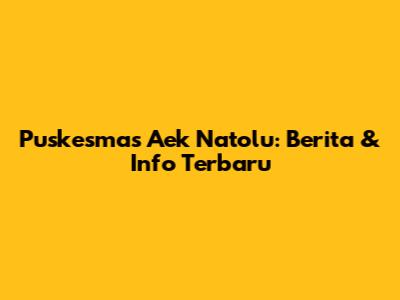 Puskesmas Aek Natolu: Berita & Info Terbaru