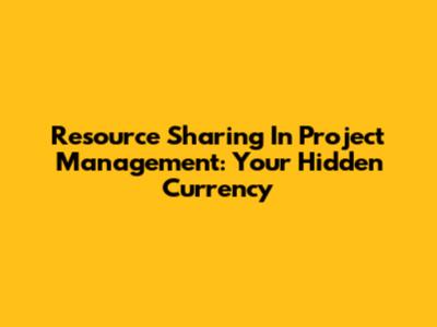 Resource Sharing In Project Management: Your Hidden Currency