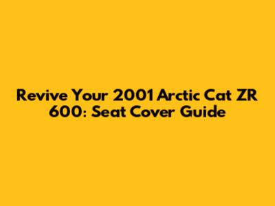 Revive Your 2001 Arctic Cat ZR 600: Seat Cover Guide