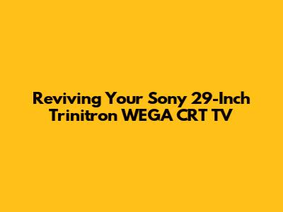 Reviving Your Sony 29-Inch Trinitron WEGA CRT TV