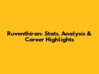 Ruventhiran: Stats, Analysis & Career Highlights
