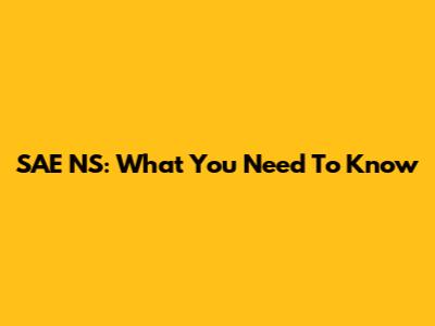 SAE NS: What You Need To Know