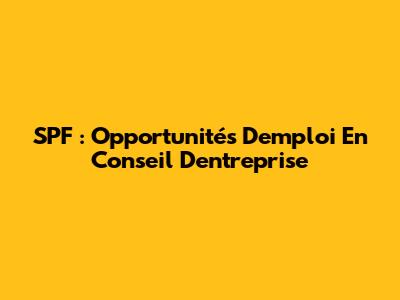 SPF : Opportunités D'emploi En Conseil D'entreprise