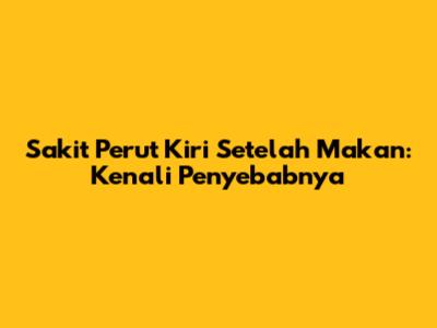 Sakit Perut Kiri Setelah Makan: Kenali Penyebabnya
