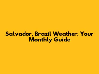 Salvador, Brazil Weather: Your Monthly Guide