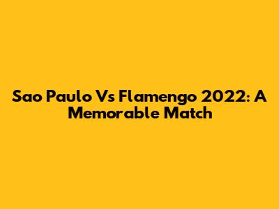 Sao Paulo Vs Flamengo 2022: A Memorable Match
