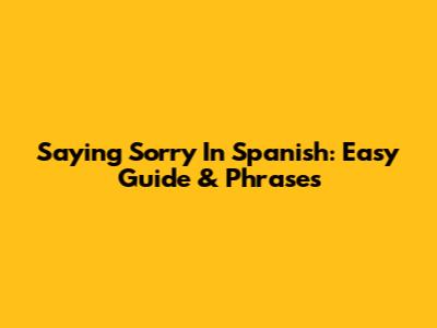 Saying Sorry In Spanish: Easy Guide & Phrases