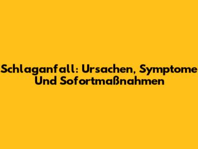 Schlaganfall: Ursachen, Symptome Und Sofortmaßnahmen