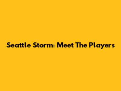 Seattle Storm: Meet The Players