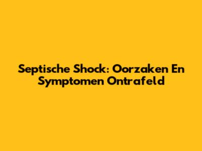 Septische Shock: Oorzaken En Symptomen Ontrafeld
