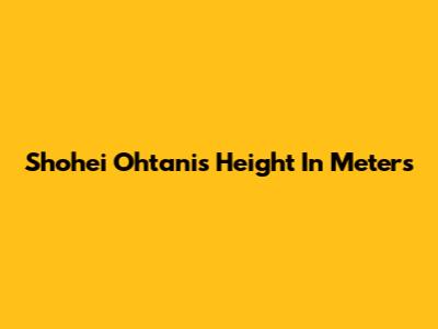 Shohei Ohtani's Height In Meters