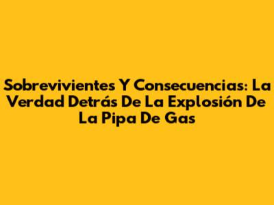 Sobrevivientes Y Consecuencias: La Verdad Detrás De La Explosión De La Pipa De Gas