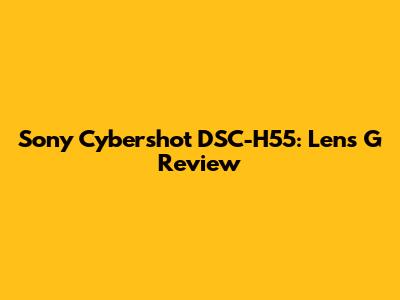 Sony Cybershot DSC-H55: Lens G Review