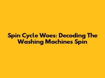 Spin Cycle Woes: Decoding The Washing Machine's Spin