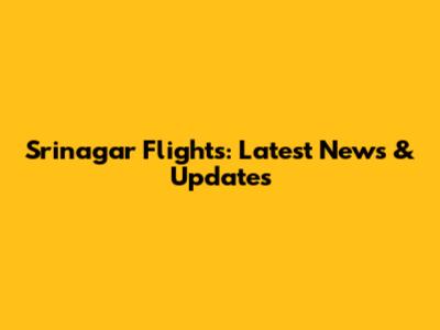 Srinagar Flights: Latest News & Updates