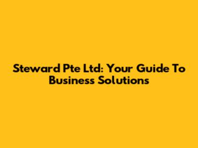 Steward Pte Ltd: Your Guide To Business Solutions