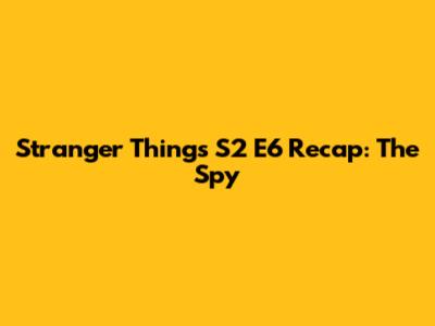 Stranger Things S2 E6 Recap: The Spy
