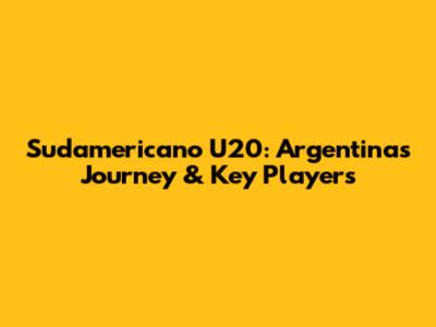 Sudamericano U20: Argentina's Journey & Key Players
