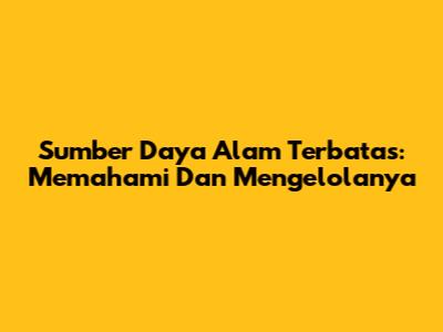 Sumber Daya Alam Terbatas: Memahami Dan Mengelolanya