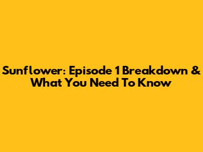 Sunflower: Episode 1 Breakdown & What You Need To Know