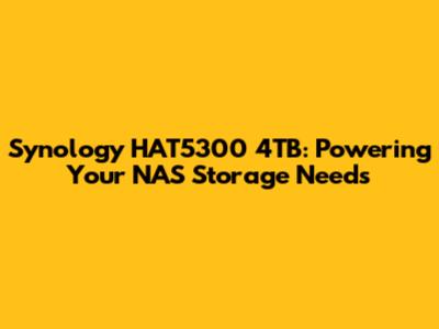 Synology HAT5300 4TB: Powering Your NAS Storage Needs